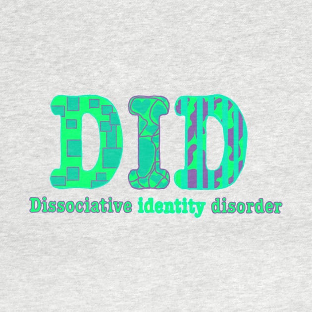 Dissociative identity disorder did awareness solid letter teal and purple by system51